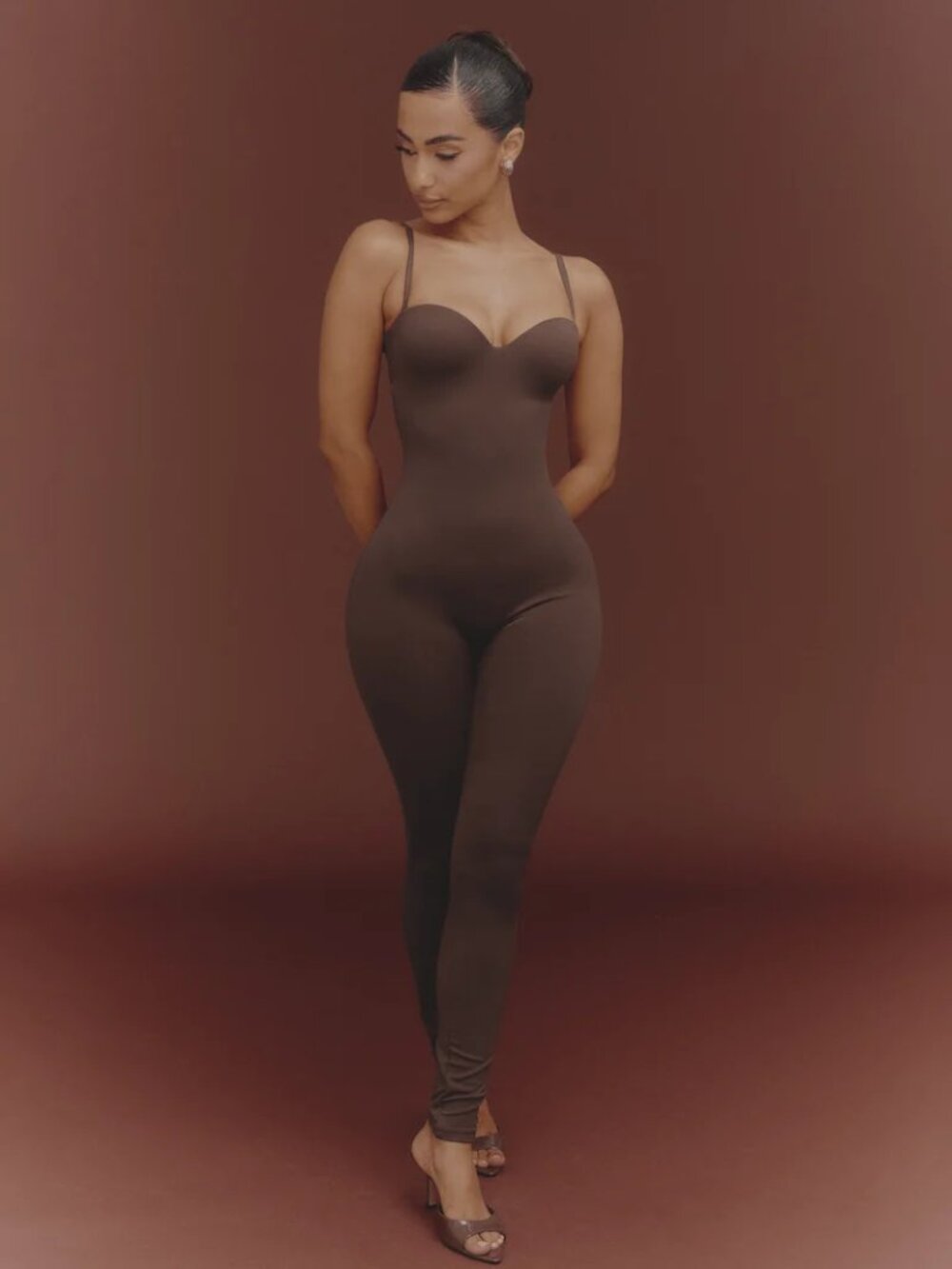 NWT The Sculpt Jumpsuit in Brown Mars the Label